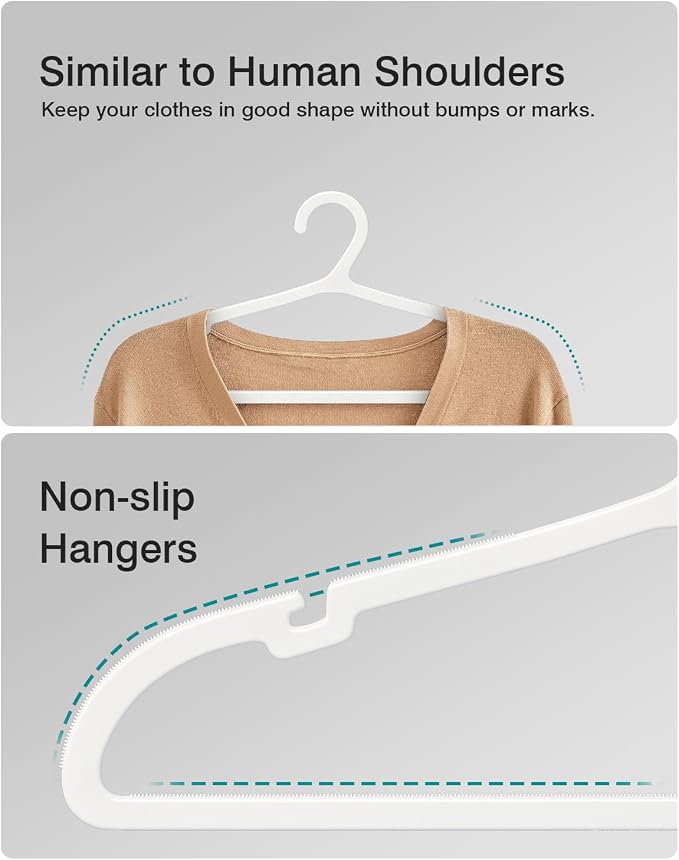 50 Pack Clothes Hangers, Non Slip Plastic Coat Hangers, Space Saving Hangers - Image 6
