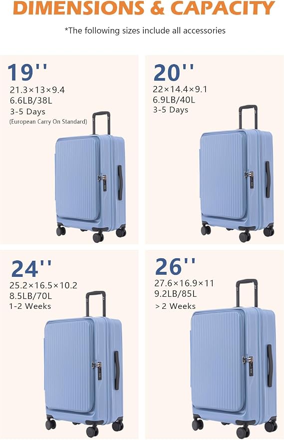 HotWay 19 Inch Expandable Carry On Luggage - Image 7