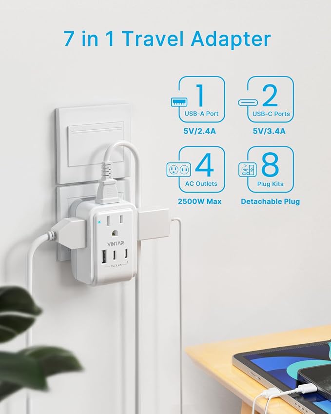 VINTAR Universal Travel Adapter Kit, International Power Adapter - Image 5