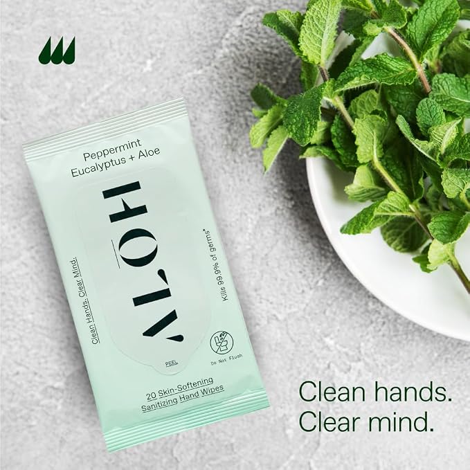 ALŌH Peppermint Eucalyptus + Aloe Sanitizing Hand Wipes - Image 8