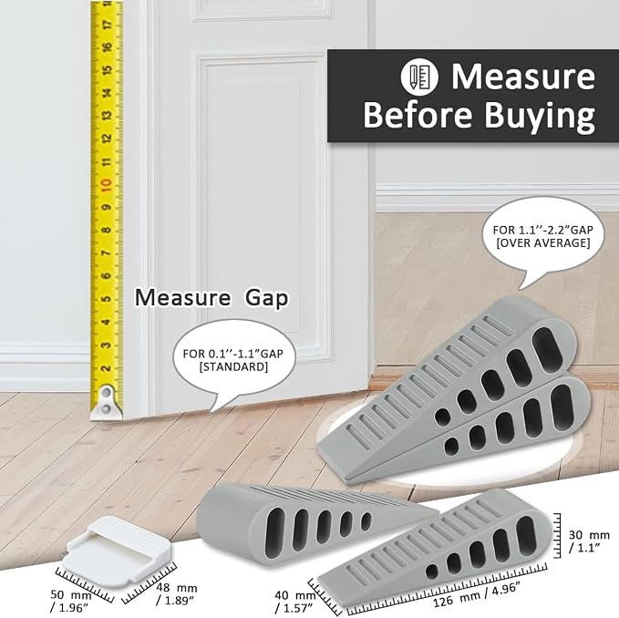 JQK Rubber Door Stopper Wedge, Wooden Floor, DSB61-GY-P6 - Image 2