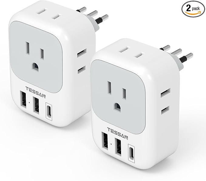 Italy Travel Plug Adapter 2 Pack, TESSAN Italy Power Adaptor by TESSAN