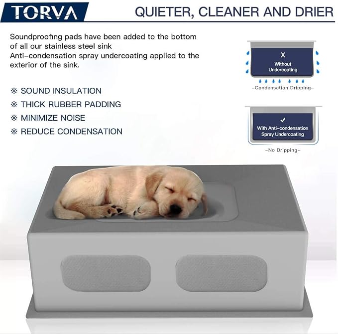 TORVA 22-Inch Undermount Kitchen Sink, Premium 304 Stainless Steel Bar Sink - Image 6