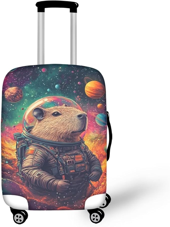 Cute Capybara Suitcase Cover Fit 22-25 Inch Anti-Scratch Washable Spandex by Dremagia