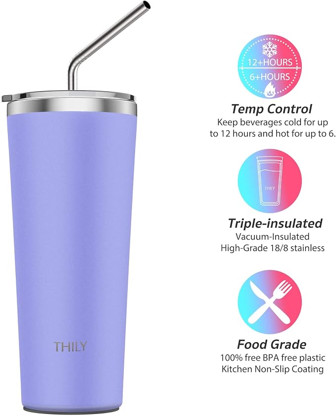 THILY Tumbler Stainless Steel Travel Mug 26 oz Triple-Insulated Coffee Cup - Image 3