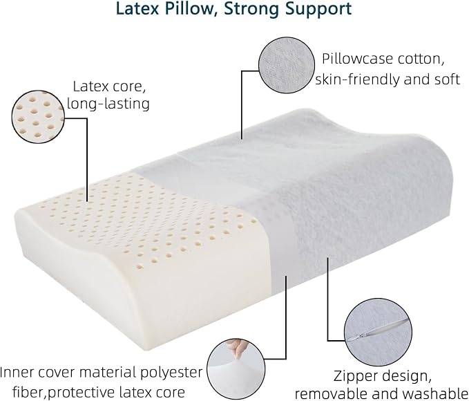 Ultra Thin Nature Latex Foam Pillow-Bouncy Yet Sturdy Soft and Supportive，Ultra - Image 3