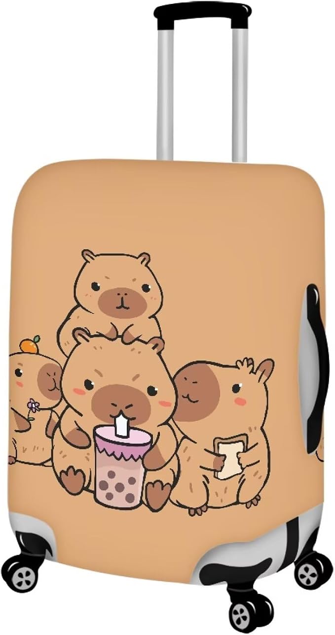 Milk Tea Capybara Luggage Cover Fit 26-29 Inch Universal Thickness Suitcase - Image 2