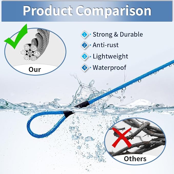 3.3mm Outdoor Travel Stainless Steel Security Cable-10ft Luggage Lock Safety - Image 3