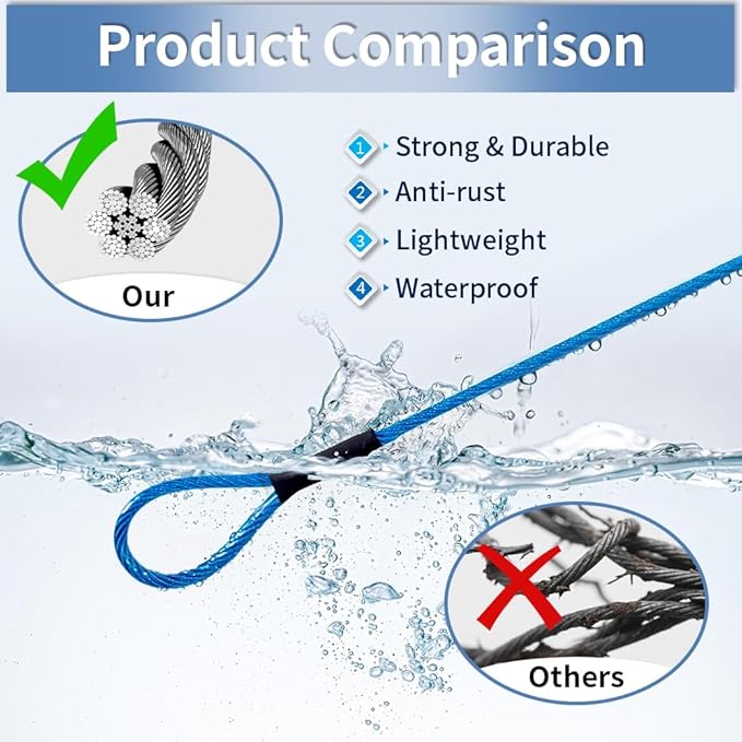 3.3mm Outdoor Travel Stainless Steel Security Cable-20ft Luggage Lock Safety - Image 3
