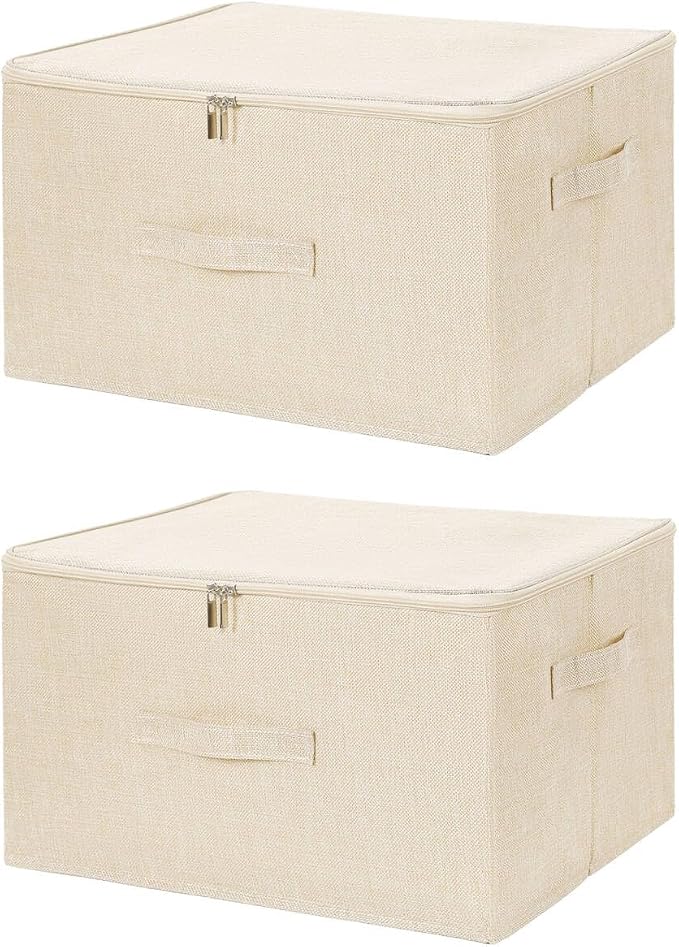 ANMINY 2PCS Storage Bins with Zipper Lids 36 Qt Lidded Fabric Storage Boxes by ANMINY