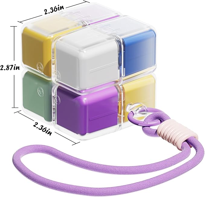 Purse Pill Organizer, Magnetic Cube Cute Pill Box, Pill Compact - Image 3