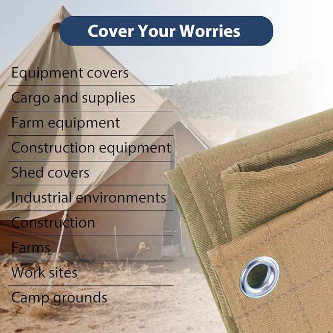 16’x20’ Canvas Tarps Heavy Duty Waterproof Tarpaulins - Image 7