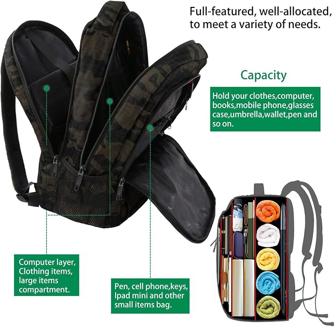 MATEIN 15.6 Inch Laptop Backpack, Sturdy Business Travel Laptop Bagpack - Image 8