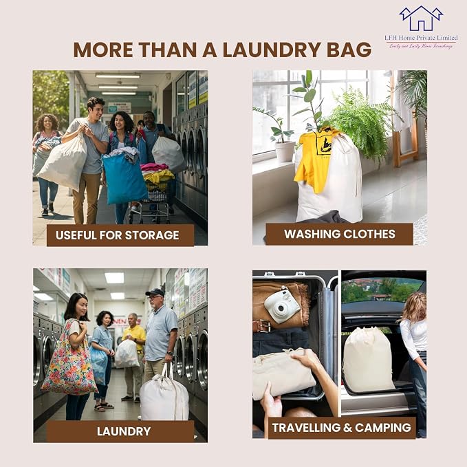LFH Home Cotton Canvas Extra Large Laundry Bag - Image 6