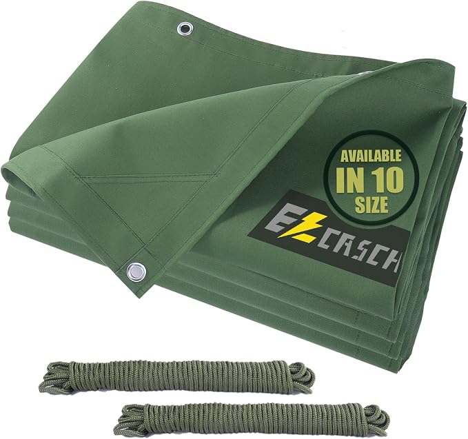 20’x30’ Canvas Tarp Heavy Duty Water Resistant Tarpaulins by Ezcasch