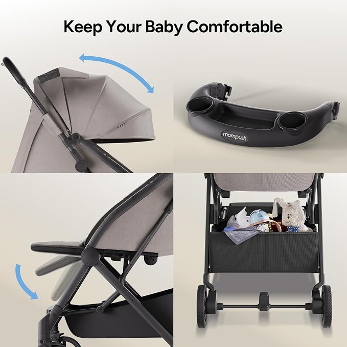 Mompush Lithe V2 Lightweight Travel Stroller, Compact Foldable Baby Stroller - Image 7
