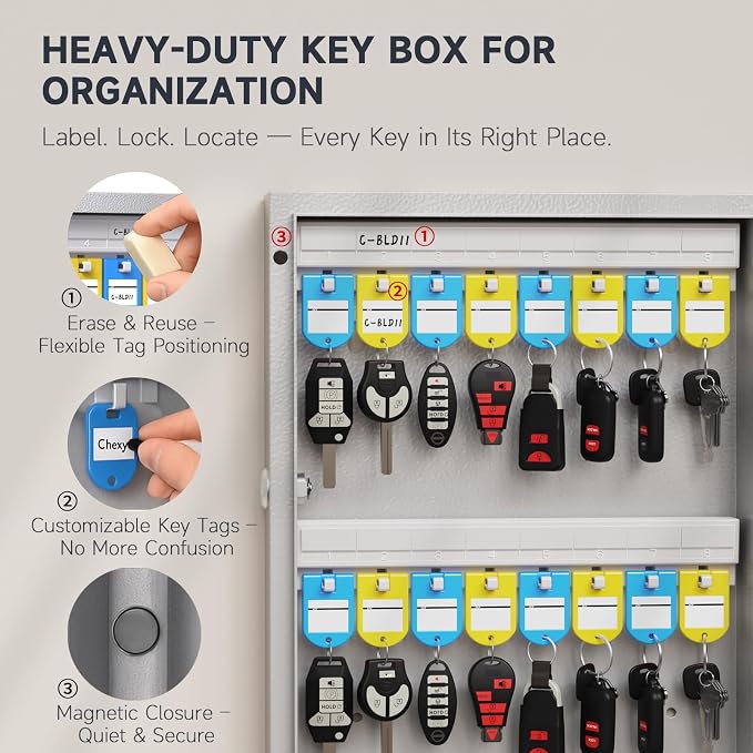 WeHere 96 Key Lock Box Wall Mount, APP Bluetooth/Wi-Fi Remote/One Time Password - Image 4