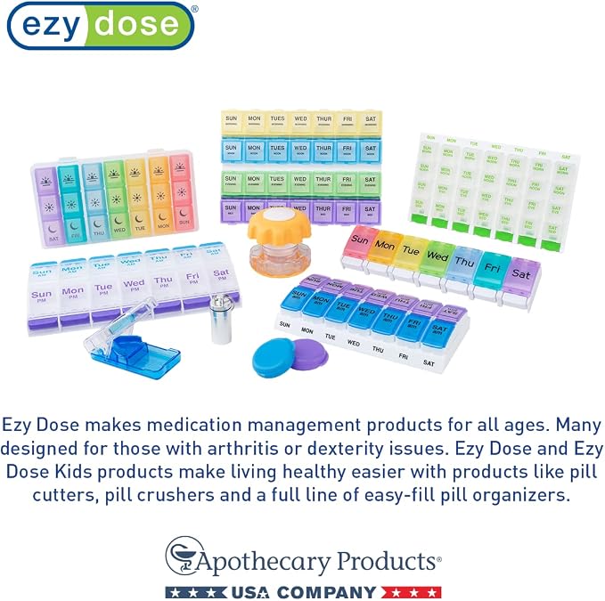 EZY DOSE Slide Pill Organizer, BPA-Free Medication Storage Case - Image 5