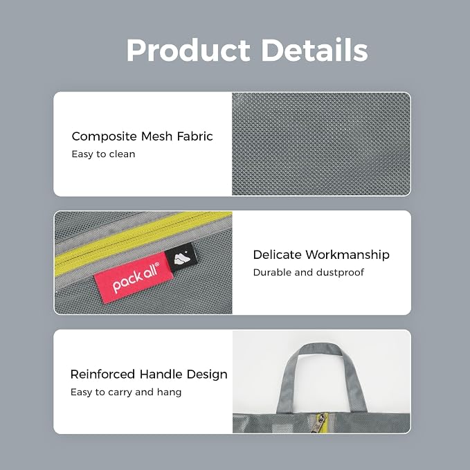 pack all Plus-Sized Shoe Bag for Travel, Water-Resistant Shoe Pouch for Gym - Image 2