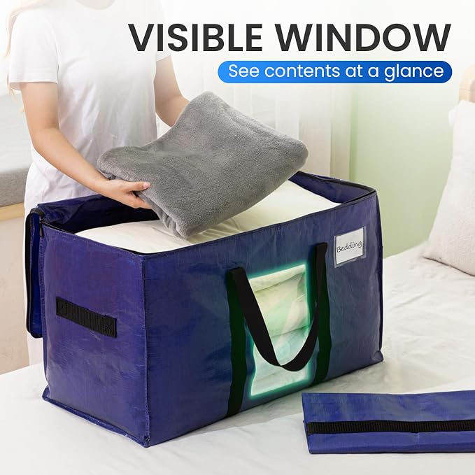 TAILI 8 Pack Dark Blue Extra Large Moving Bags, Heavy Duty Totes - Image 3