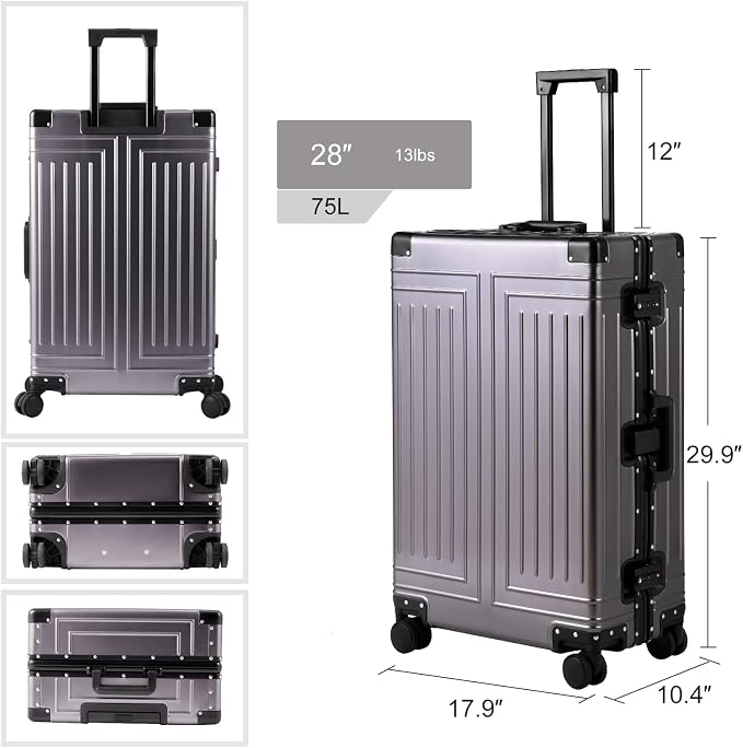 All Aluminum 20/28 Luggage Set，Cut from Whole Aluminum Sheet，22x14x9 Airline - Image 8