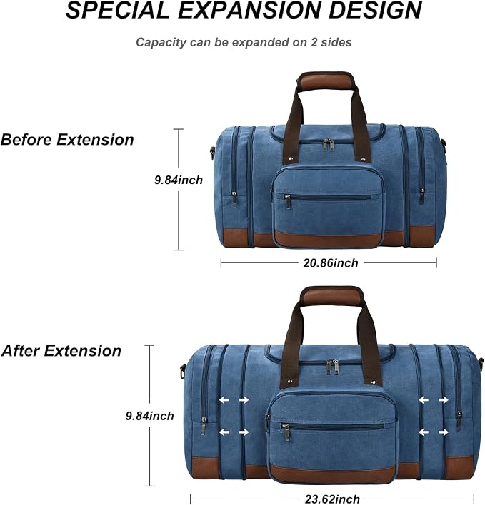 Litvyak Duffle Bag for Travel, 50L Canvas Travel Duffel Bags Overnight Weekend - Image 3