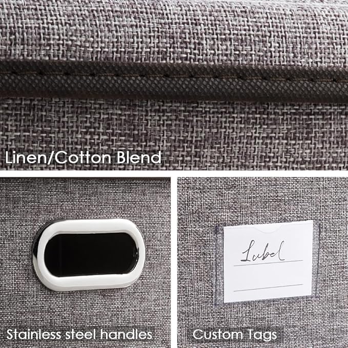PRANDOM Storage Bins with Lids Linen Fabric Foldable Storage Boxes Organizer - Image 4