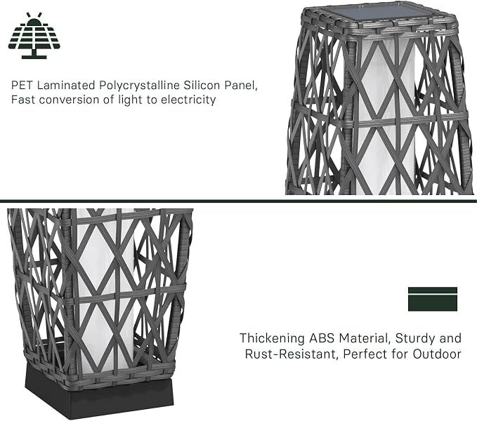 Grand patio 2-Piece Solar Outdoor Floor Lamp Solar Powered Wicker Lantern - Image 7