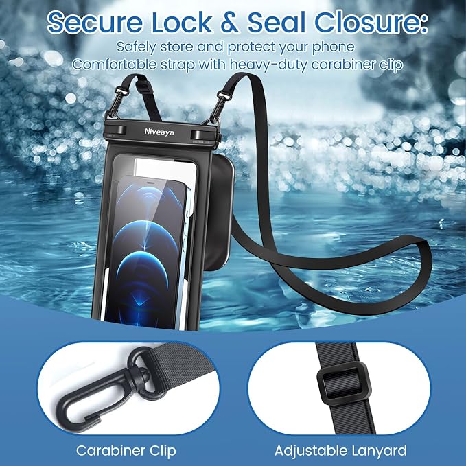 Niveaya [Floatable Floating Waterproof Phone Pouch 2 Pack-Up to 8.5", Large - Image 4