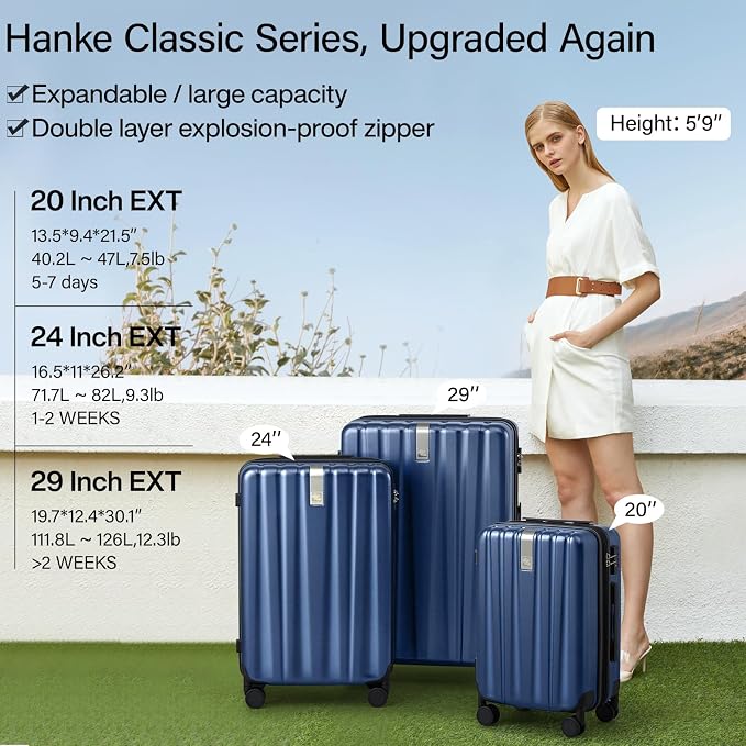 Hanke 24 Inch Expandable Checked Luggage Lightweight PC Hard Case Luggage - Image 2