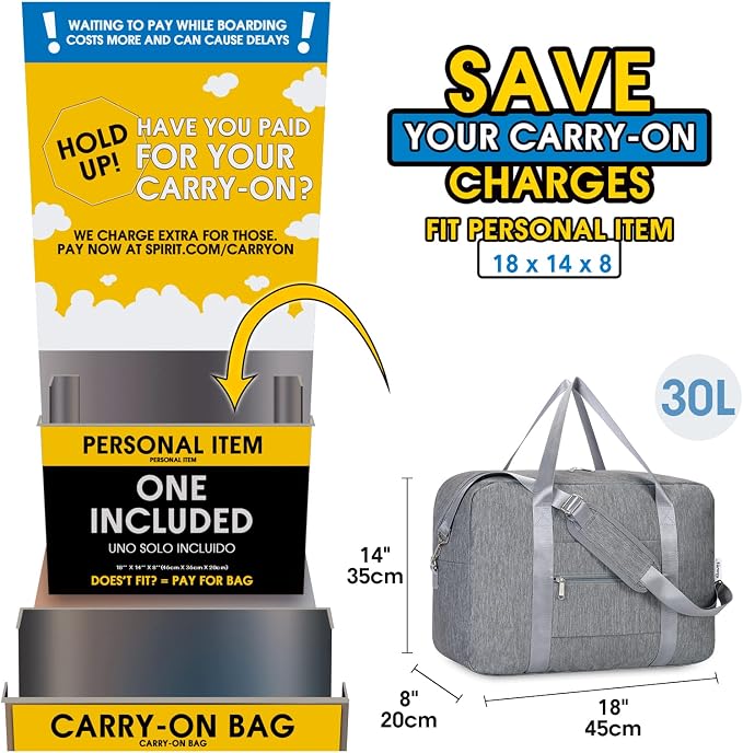 For Spirit Airlines Personal Item Bag 18x14x8 Foldable Travel Duffel Bag - Image 2