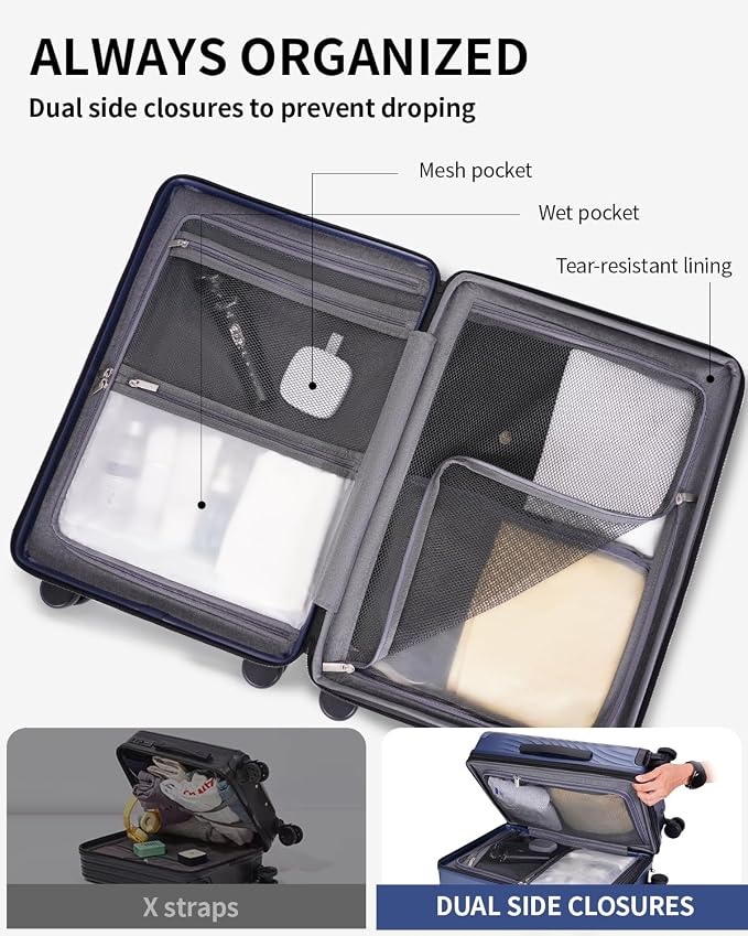 ECOHUB Hardside Expandable Carry On Luggage, Recycled PC 24" Rolling Luggage - Image 6