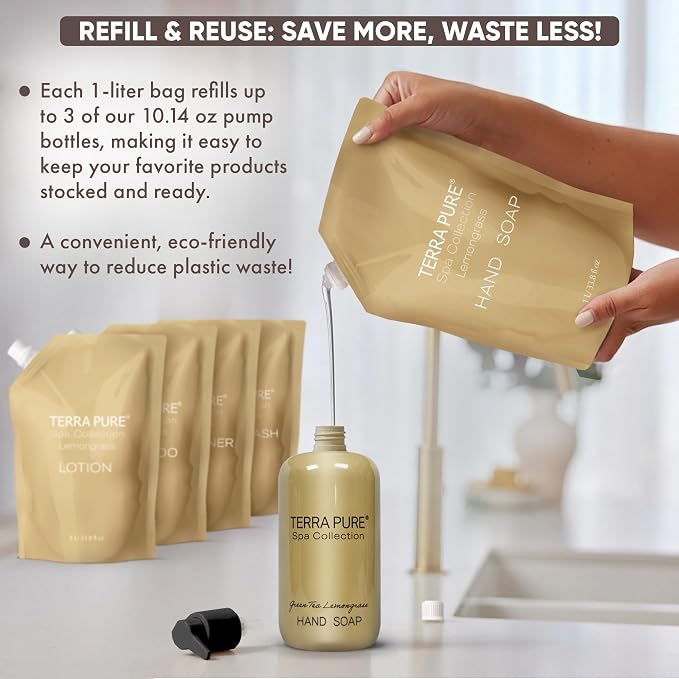 Terra Pure Spa Collection 1 Liter Hand Wash Refill Bag - Image 3