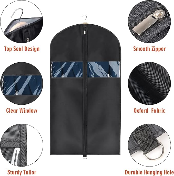 Univivi Garment Bag Suit Bag for Storage and Travel 43 inch, Washable Suit - Image 3