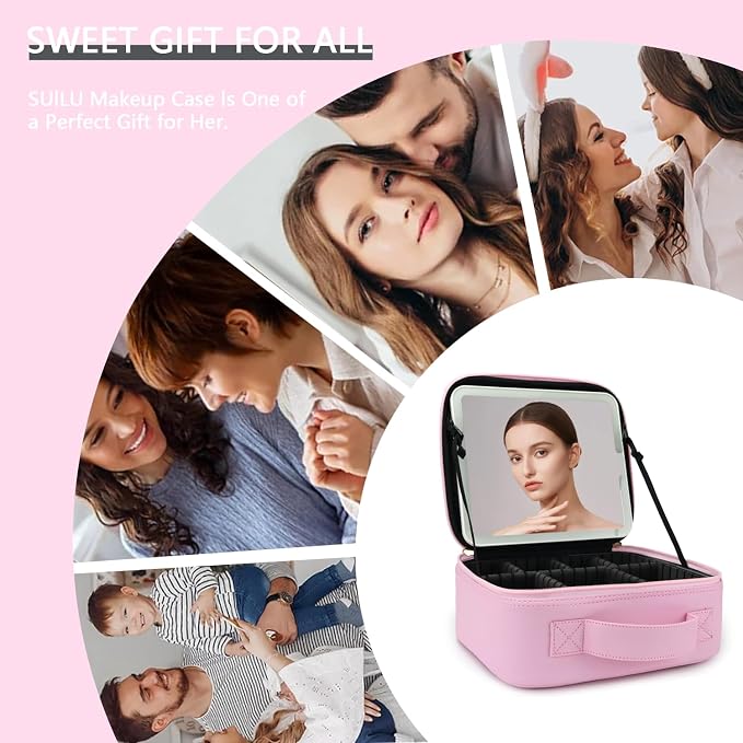 Makeup Bag with Led Mirror, Travel Makeup Organizer with 3 Color Setting & 10X - Image 5