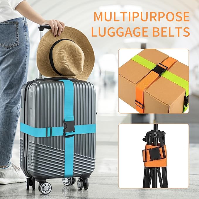 BILIONE 4 Pack Luggage Straps 79" Long Belts Keep Suitcase Secure While - Image 7