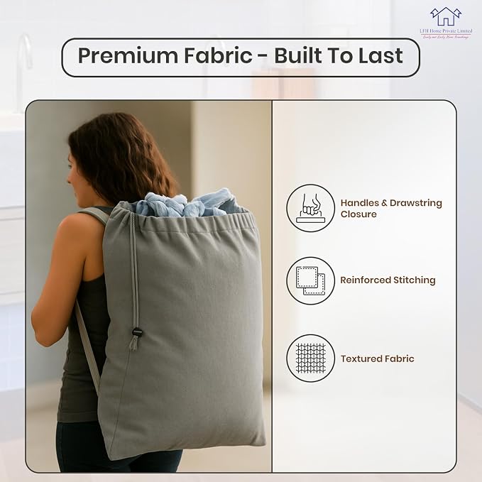 LFH Home Cotton Canvas Large Laundry Bag - Image 7