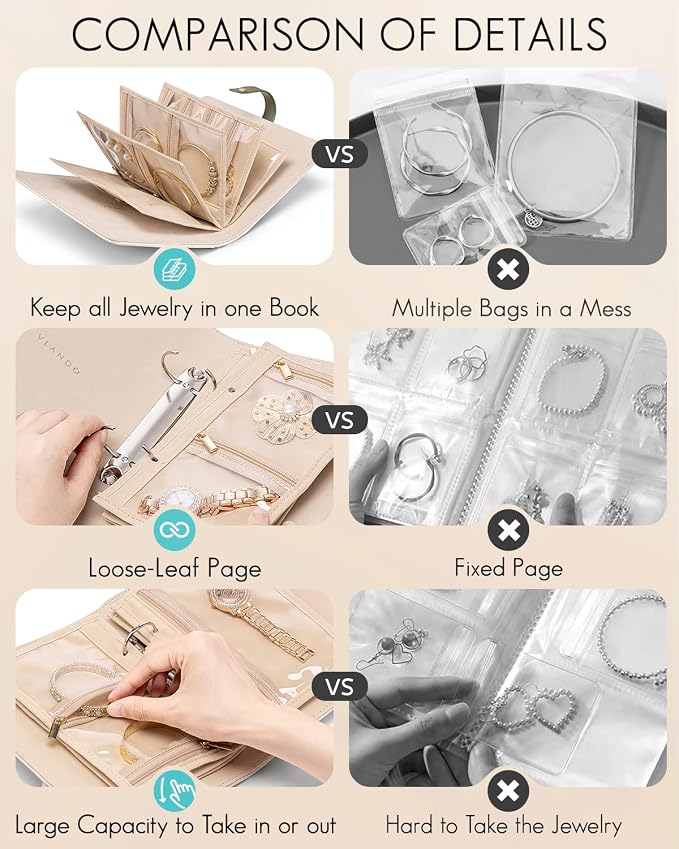 Vlando Travel Jewelry Organizer Case, Mom Gifts from Daughter, Jewelry Storage - Image 4
