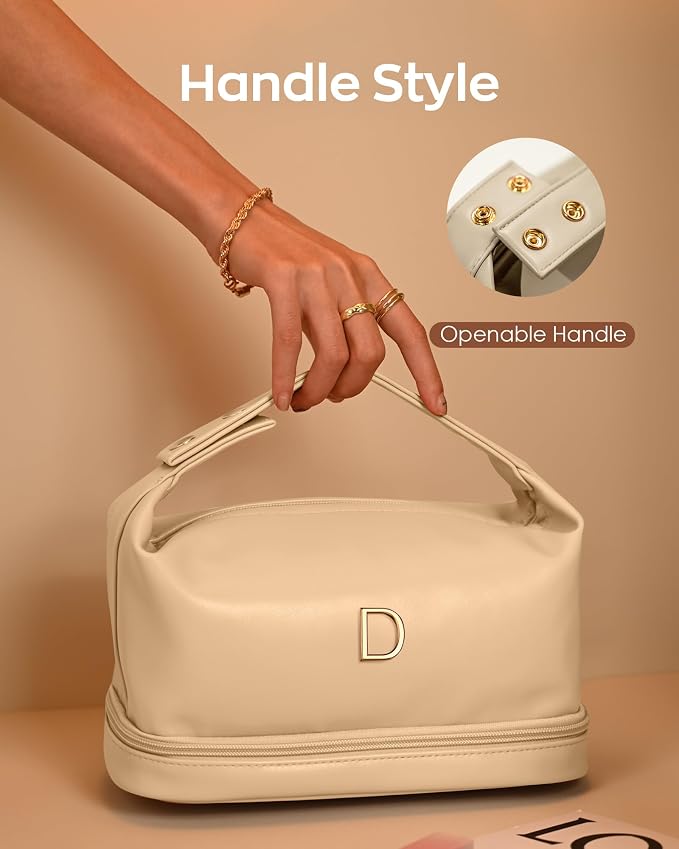 Bridal Gifts, Travel Makeup Bag, Personalized Double Layer Cosmetic Toiletry - Image 3