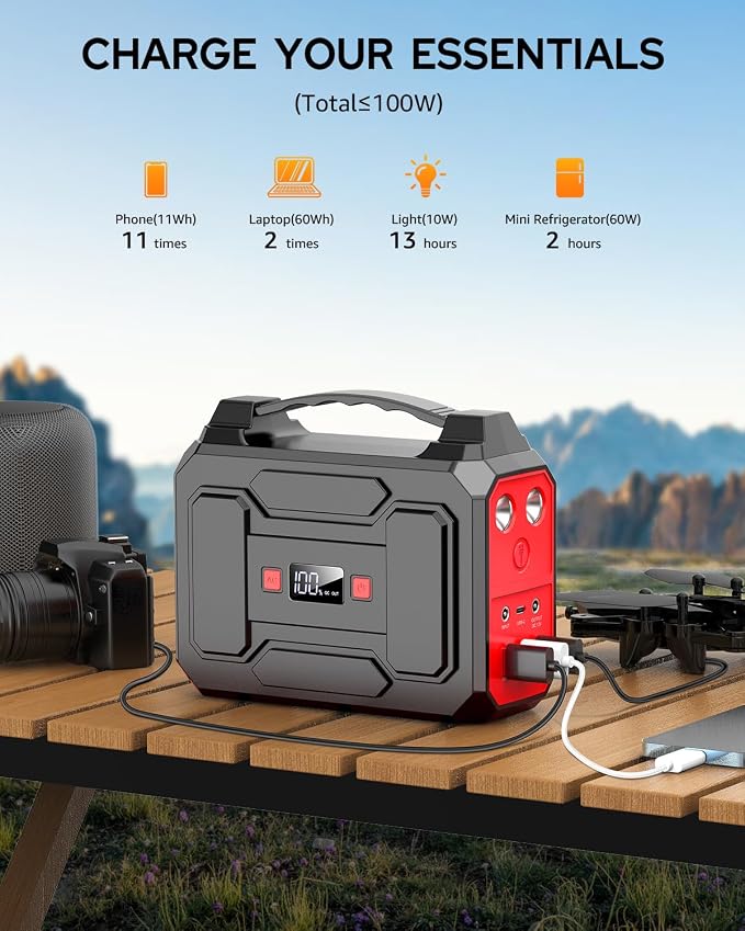 Apowking 146Wh Portable Power Station Bank 200W Peak Solar Powered Power Bank - Image 5