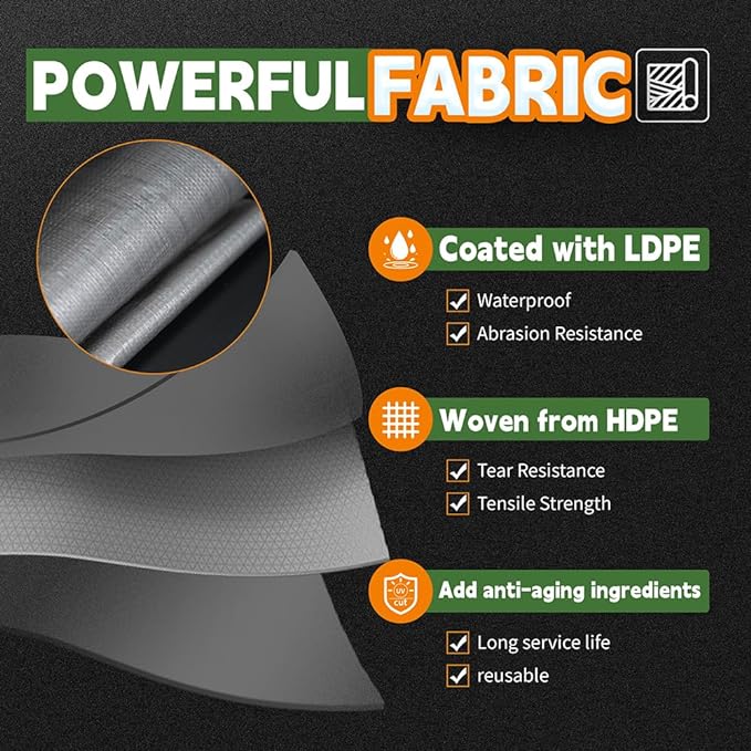 RAINDEWAY Tarps Heavy Duty Waterproof 30x50 Feet, 10 Mil Thick Multipurpose UV - Image 3