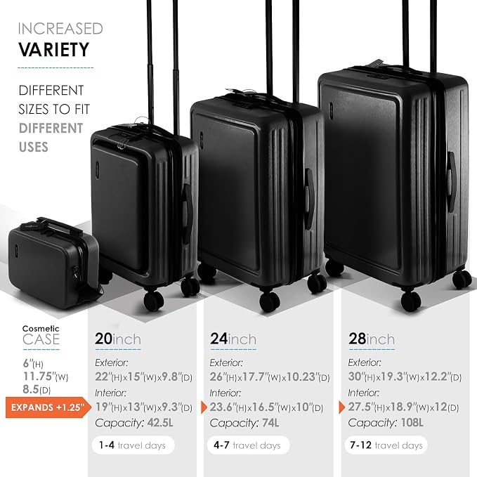 Hard Shell Luggage Sets with Spinner Wheels 4 Piece, Expandable Large Suitcases - Image 2