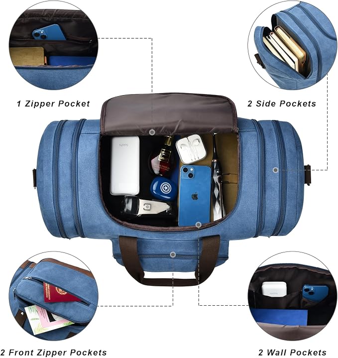 Litvyak Duffle Bag for Travel, 50L Canvas Travel Duffel Bags Overnight Weekend - Image 4