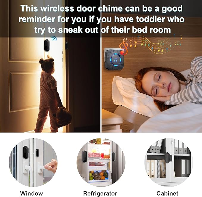SanJie Door Sensor Chime for Door Opens, Door Entry Chime for - Image 3