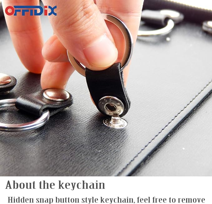 OFFIDIX PU Leather Portable Key Cabinet, 8-Key Hooks Portable Zippered Key Case - Image 4