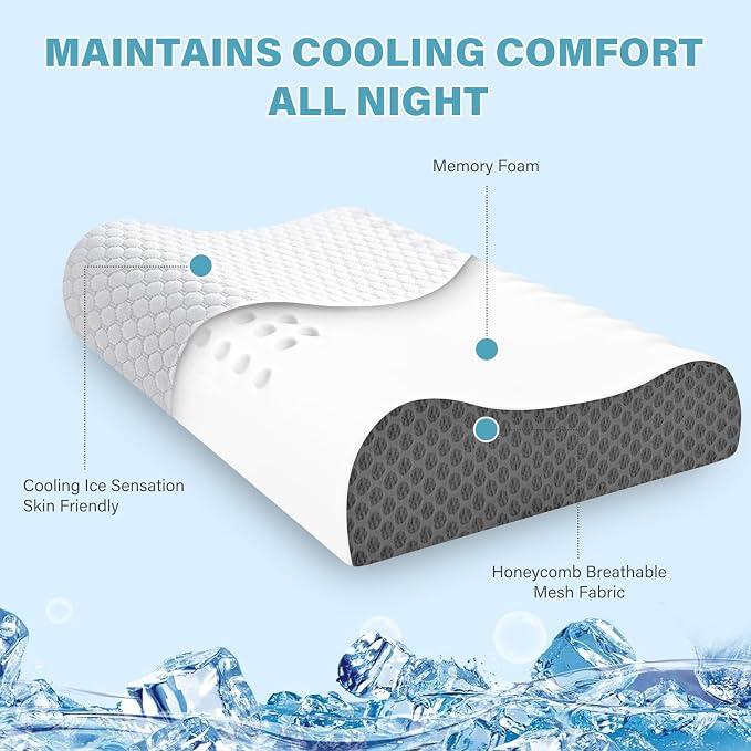 Memory Foam Pillows 2 Pack Neck Pillow - Image 2