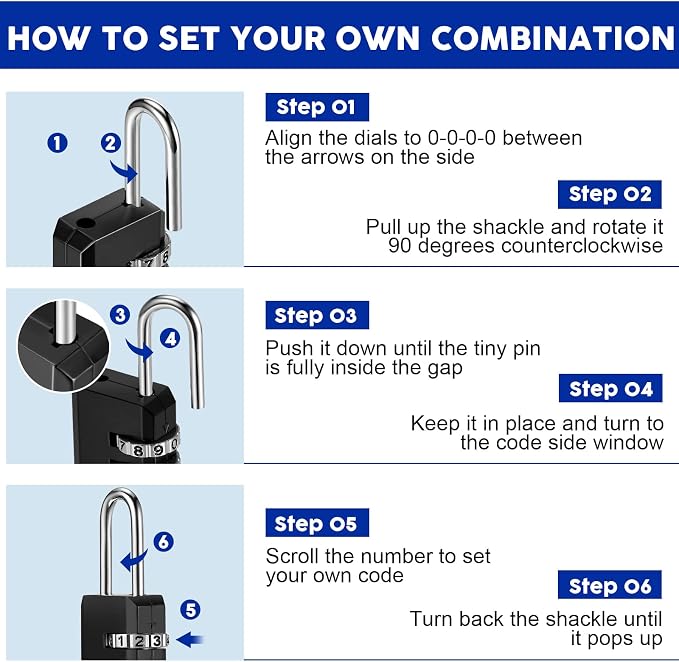 Chumia 50 Pack 3 Digit Combination Lock Small Combo Locks Waterproof Luggage - Image 4