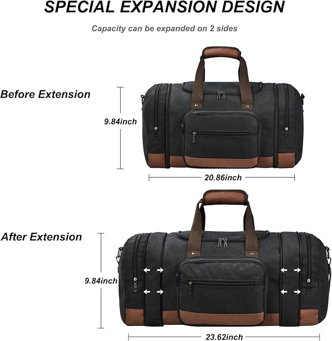 Litvyak Duffle Bag for Travel, 50L Canvas Travel Duffel Bags Overnight Weekend - Image 4