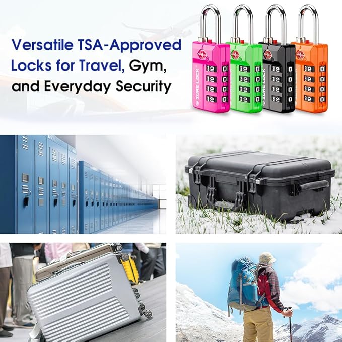 SURE LOCK TSA Approved 4-Digit Resettable Combination Luggage Locks - Image 5