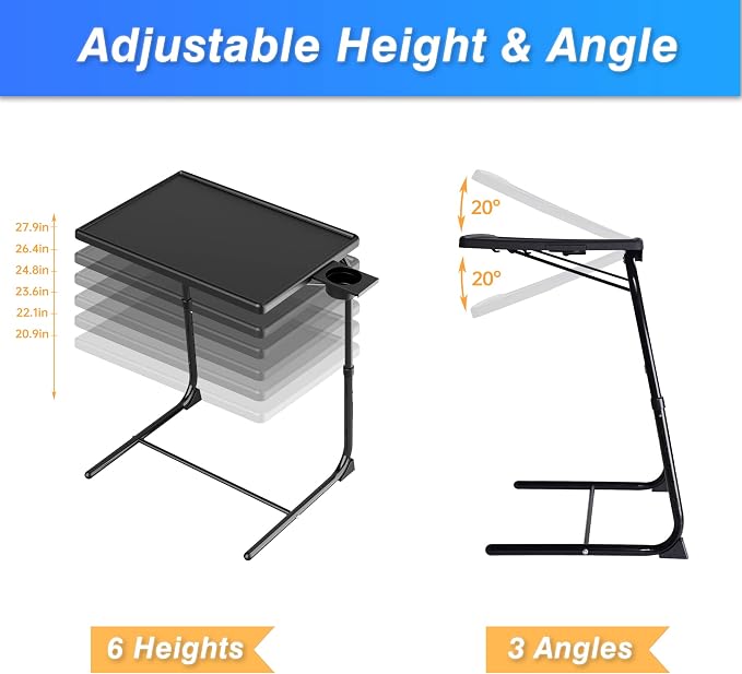 Allpop TV Tray Table, Adjustable TV Dinner Tray - Image 5